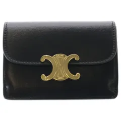 CELINE (セリーヌ) トリオンフ シャイニーカーフスキン フラップ付き カードホルダー カードケース 名刺入れ ブラックのサムネイル