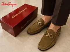 ●【箱付き最安値】Salvatore Ferragamo 　サルヴァトーレ フェラガモ　BABS ダブルガンチーニ スウェードパンプス/mo-A-215-6139-1.4/高級/お洒落/正規品/本物/イタリア スエード素材のブラウンローファー、金色のバックルのサムネイル