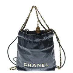 CHANEL (シャネル) シャネル22 ミニ カーフスキン ゴールド金具 チェーン ショルダーバッグ ブラック プレートのサムネイル