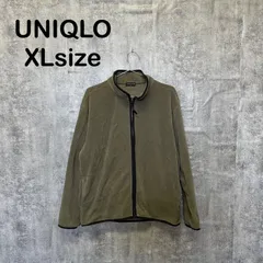 【Y-887】UNIQLO ユニクロ XL フリースジャケット フルジップ カーキ オリーブ 防寒 アウトドア