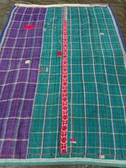 G031 Ralli Quilt Multi-Cover, Boro, Sashiko, Gudri, Hand-Sewn, Handmade, India, Rug, Mat, Sofa Cover, Lavender, Purple, One-of-a-Kind, Shabby Chic, Antique, Patchwork, Textile