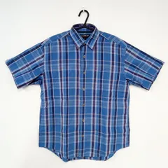 半袖シャツ Mサイズ メンズ ブルー系 夏服 チェック柄 エレメントオブシンプルライフ ELEMENT OF SIMPLE LIFE レナウン RENOWN AOM6-23のサムネイル