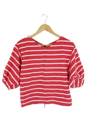 ダブルクローゼット w closet プルオーバー シャツ 五分袖 バルーンスリーブ リボン ボーダー レッド ホワイト サイズF QQQのサムネイル