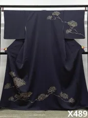 訪問着 付け下げ 手刺繍 金彩 銀彩 正絹 躾糸付 パールトーン加工済 X489