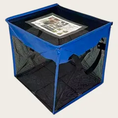 #1124 쓰레기 수거함 그물, 216L, 뚜껑이 있는 파란색 x 검은색 상자, 고강도 그물, 경량, 접이식, 조립 용이, 물세탁 가능 ※ 일부 외딴 섬은 배송료 별도