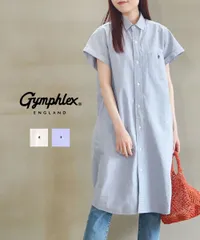 【30%OFF】ジムフレックス Gymphlex ワンピース シャツワンピース 半袖 コットン オックスフォード 綿 定番 カジュアル ホワイト ブルー・GY-B0243SOX-0322401(レディース)(JP)のサムネイル