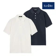 イーストボーイ  半袖ポロシャツ 男女兼用 ホワイト/ネイビー S/M/L/XL EAST BOYのサムネイル