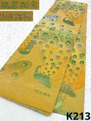 織の宝石 佐波理綴 孔雀 双翼翔文 袋帯 未仕立て品 金糸 正絹 六通 K213のサムネイル