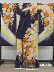 振袖 桂由美 仮絵羽 刺繍 金彩 銀彩 正絹 未仕立て品 八掛付き MOK597 