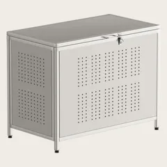 #1263 휴지통, 210L, 야외용 가정용, 스테인리스 스틸, 까마귀 퇴치제, 쓰레기 파손 방지, 쓰레기뚜껑 포함, 후크, 잠금장치 포함, 열쇠 부착 가능, 덜거덕거림 방지, 조절기 포함 ※일부 지역 별도 택배비 지급, 외딴 섬