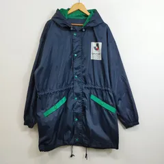90s J.LEAGUE Jリーグ SUNTORY サントリー ナイロン ジャケット スポーツ ベンチコート オフィシャル ビッグシルエット フード付き 古着 ドローコード サッカー ネイビー F F558のサムネイル