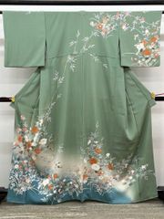 最終値下げ F‐381 訪問着 京友禅 袷 金彩 枝梅 菊 金駒刺繍 暈し 美品