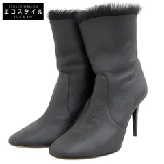 JIMMY CHOO　ジミーチュウ　バックジップ ファー レザー ブーツ レディース ブラック 35　35のサムネイル