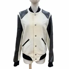 極美品◇SAINT LAURENT PARIS サンローランパリ 507556 ウール100％ ラムレザー使い バックHEAVEN ヴァーシティジャケット 38 正規品のサムネイル