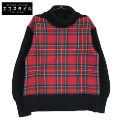 BURBERRY　バーバリー　4068133 ブラック×レッド タータンチェックタートルネックニット　Ｍのサムネイル