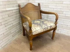 飛騨産業 キツツキ アームチェア TU10A 椅子 昭和レトロ カントリー インテリア 家具 花柄 フラワー ダイニングチェア  (畑082)のサムネイル