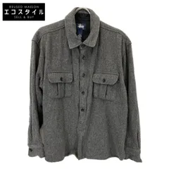 stussy　ステューシー　グレー 紺タグ ウール 長袖シャツ　Ｌのサムネイル