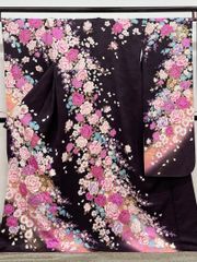 振袖 ラメ刺繍 金彩 紋意匠 身丈169cm 撥水加工済 HKT290 - メルカリ