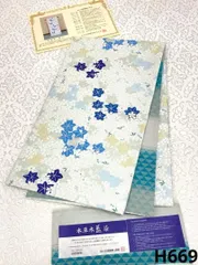 本草木藍染 山口美術織物 唐織 袋帯 楓に桜 新品未使用 正絹 六通 H669のサムネイル