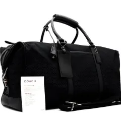 美品 コーチ COACH マイクロシグネチャー ボストンバッグ トラベルバッグ 2way ブラック 黒 キャンバス レザー カデナ 鍵付 ショルダー 斜め掛け ボーナス 夏休み 帰省 お盆 敬老の日 サマーギフト ご褒美
