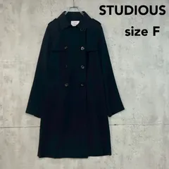 STUDIOUS ステュディオス ネイビー トレンチコート とろみ素材 ドレープ感 綺麗め スプリングコート 羽織り 日本製 レディース Fサイズ 紺色 アウター 上品 きれいめ カジュアル フォーマル セレモニー デイリー 通勤 通学 春 柔らかい ★ ■◇のサムネイル