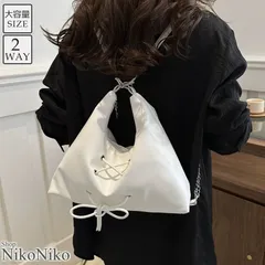 ショップにこにこ 2way レースアップリボン ショルダーバッグ【即納】韓国コーデ 韓国女子  韓国バッグ Y3K  韓国ガーリー トートバッグ リュック リュックサック レザーのサムネイル
