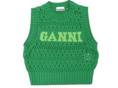 GANNI グリーン ニットベスト △ガニー コットンニットベスト サイズM グリーン レディース GANNI