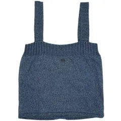 在庫一掃 シャネル トップス レディース タンクトップ アパレル ニットキャミソール 服 ロゴ ヴィンテージ CHANEL 38 ブルー 青 コットン    夏 1999年【中古品】のサムネイル