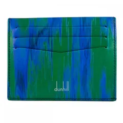 在庫一掃 ダンヒル カードケース メンズ 定期入れ パスケース Dunhill    グリーン 緑 ブルー 青 美品【中古品】のサムネイル