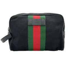 在庫一掃 グッチ クラッチバッグ メンズ ポーチ シェリーライン GUCCI 630916 ナイロン ブラック 黒 シルバー金具【中古品】のサムネイル