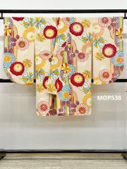 二尺袖 ポリエステル着物 金彩 菊 袴用 MOP538のサムネイル