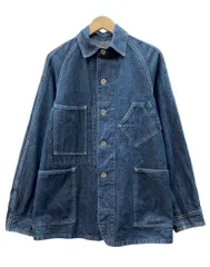 ポストオーバーオールズ POST OVERALLS Denim Coverall Jacket デニム カバーオール ジャケット ボタン 変形ポケット ワーク インディゴ 青 ジャケット 無地 ブルー Sサイズ 104MT-3340