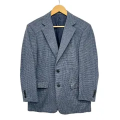 Aquascutum(アクアスキュータム) ジャケット サイズ96AB5 メンズ美品  - ネイビー×黒 長袖/千鳥格子柄/ネーム刺繍/肩パッド/春/秋のサムネイル