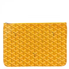 在庫一掃 ゴヤール クラッチバッグ メンズ ヘリンボーン セナMM セカンドバッグ GOYARD コーティングキャンバス レザー イエロー シルバー金具【中古品】のサムネイル