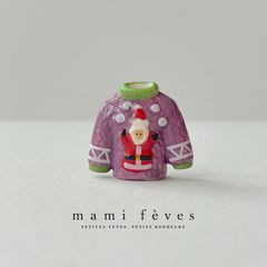 フェーヴ　クリスマスのセーター　サンタさん②　フランス　フェーブ　ミニチュア陶器　m-4298