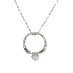 タサキ TASAKI リングモチーフ ネックレス K18ホワイトゴールド パール アコヤ真珠 レディース 美品 トップ取り外し可【中古】【Aランク】のサムネイル
