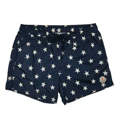 美品★MONCLER★モンクレール【BOXER MARE】メンズ ブランドアイコンワッペン:インナー:フラップポケット付き スター総柄デザイン ショートパンツ スイムパンツ (L) メンズショートパンツ ハーフパンツ 夏パンツ カジュアル サーフショーツのサムネイル