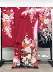 振袖 仮絵羽 金彩 紋意匠 正絹 未仕立て品 八掛付き MOK503 - メルカリ