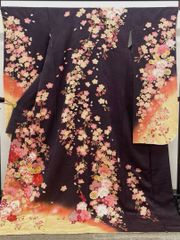 高級振袖】お仕立て上り 正絹 美品 総柄 茶色 - メルカリ