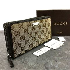 未使用品 GUCCI ラウンドファスナー長財布 GGキャンバス ベージュ 238