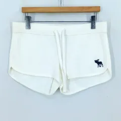 アバクロンビー レディース 夏 刺繍ロゴ 밴딩 ショートパンツ アイボリー (HU45264)のサムネイル