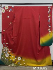 工藝師 蒋寥 汕頭刺繍 訪問着 落款入 カラー胴裏 正絹 躾糸付き X504 