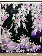 振袖 銀通し 金銀彩 ラメ刺繍 身丈164cm パールトーン加工済 MO3465 
