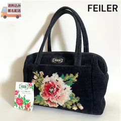 FEILER フェイラー ハンドバッグ ミニバッグ ポーチ ムーンライトフラワー 花柄 シュニール織 ブラック