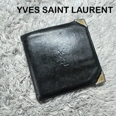 YVES SAINT LAURENT イヴサンローラン 二つ折り財布 レザー ブラックのサムネイル