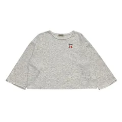 Samansa Mos2 blue｜サマンサモスモスブルー｜ライトグレー｜刺繍カットソー｜レディース｜フリーサイズ｜ゆったり｜七分袖｜中国製｜古着｜目立つ汚れなし