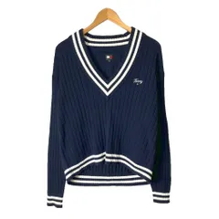 トミー TOMMY JEANS リブニット セーター Vネック 長袖 M 紺 ■GY06のサムネイル