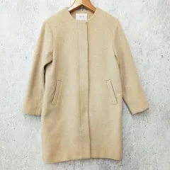 OPAQUE.CLIP オペークドットクリップ ウール＆カシミヤMIX ノーカラーコート ロング シンプル きれいめ ベージュ 38/Mサイズ ◎、◇〇☆のサムネイル