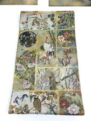 螺鈿細工 花鳥図 壁掛け 漆塗木板 置物 インテリア 工芸品 美術品