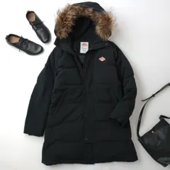 DANTON ダントン ファー ダウン コート ロング ワンポイントロゴ 黒 ブラック /26Fのサムネイル